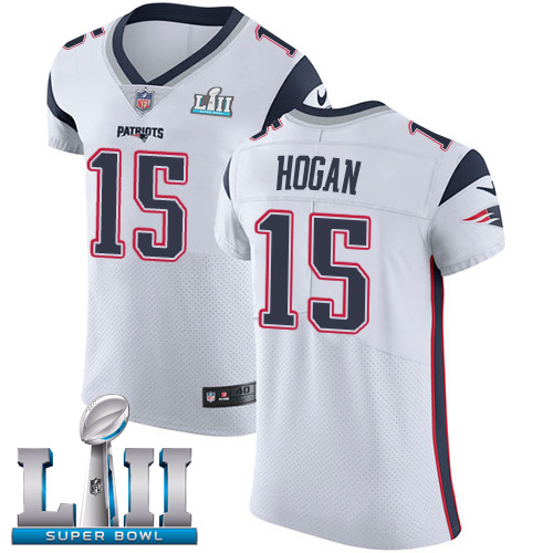 Nike Patriots #15 Chris Hogan White Super Bowl LII Men's Stitched NFL Vapor Untouchable Elite Jersey - Click Image to Close
